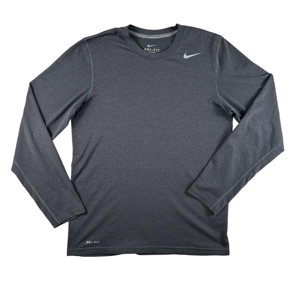 Nike Dri-FIT Shirt Mens Small Gray Long Sleeve Running Athletic Training Top